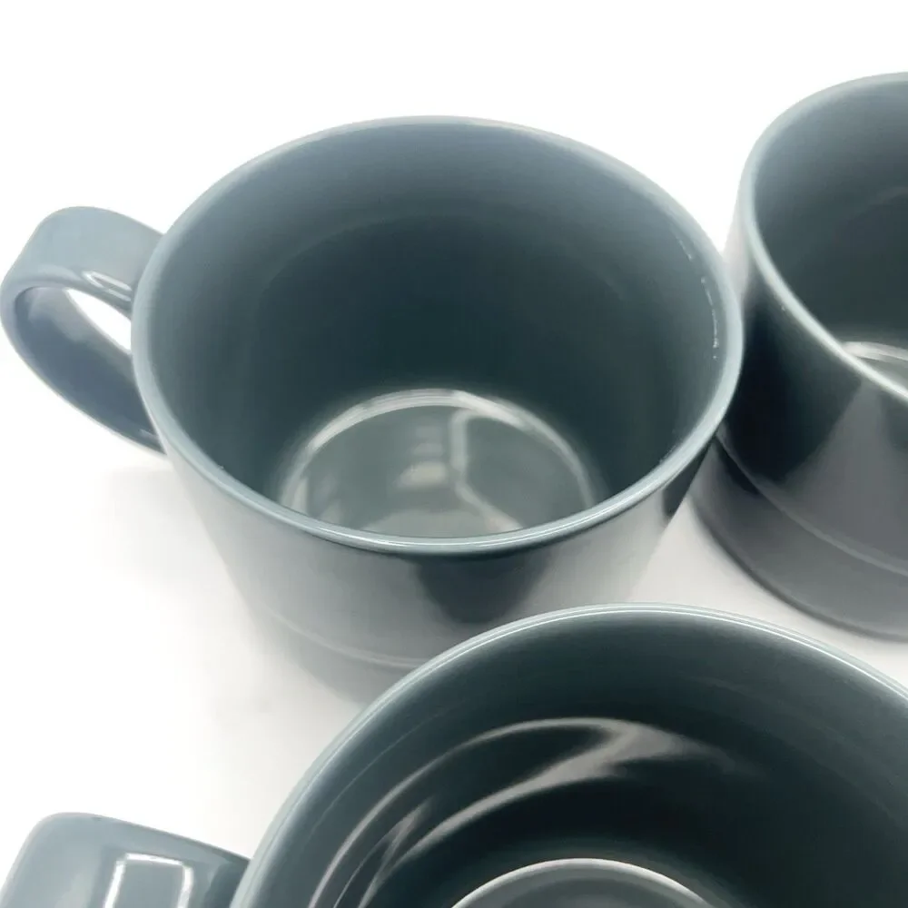 Crate & Barrel Aaron Probyn Hue Coffee Mugs Dark Gray Set of 4 Rare